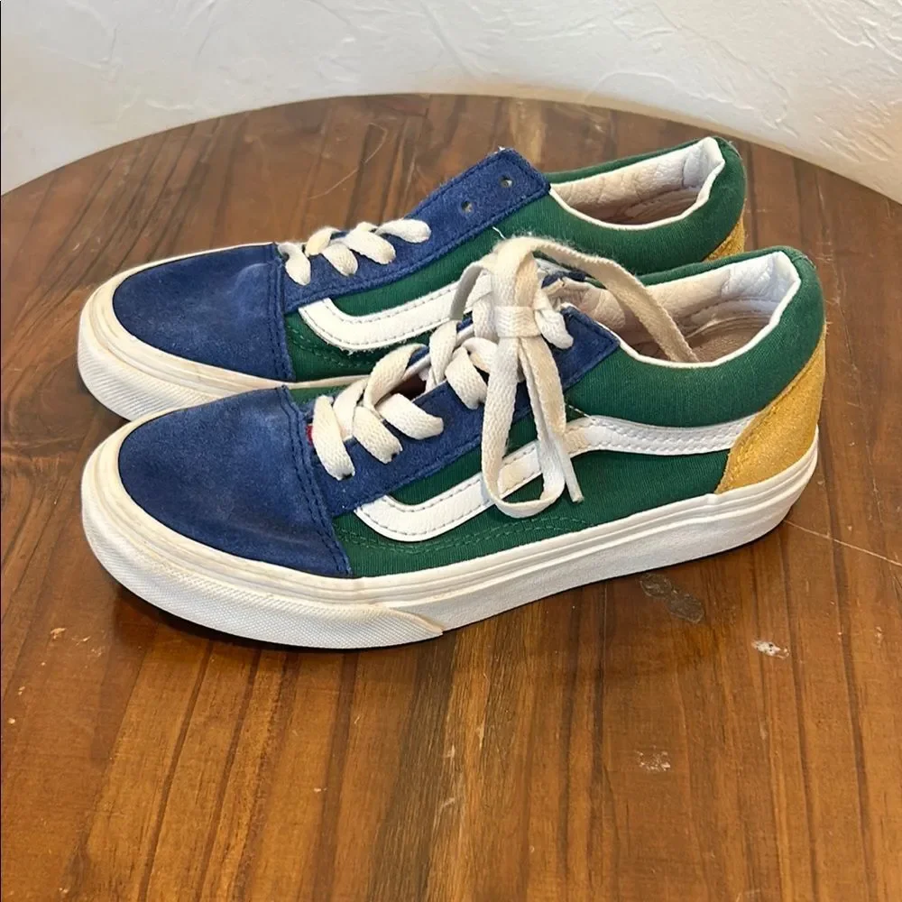 Kids Blue and Green Suede Vans
